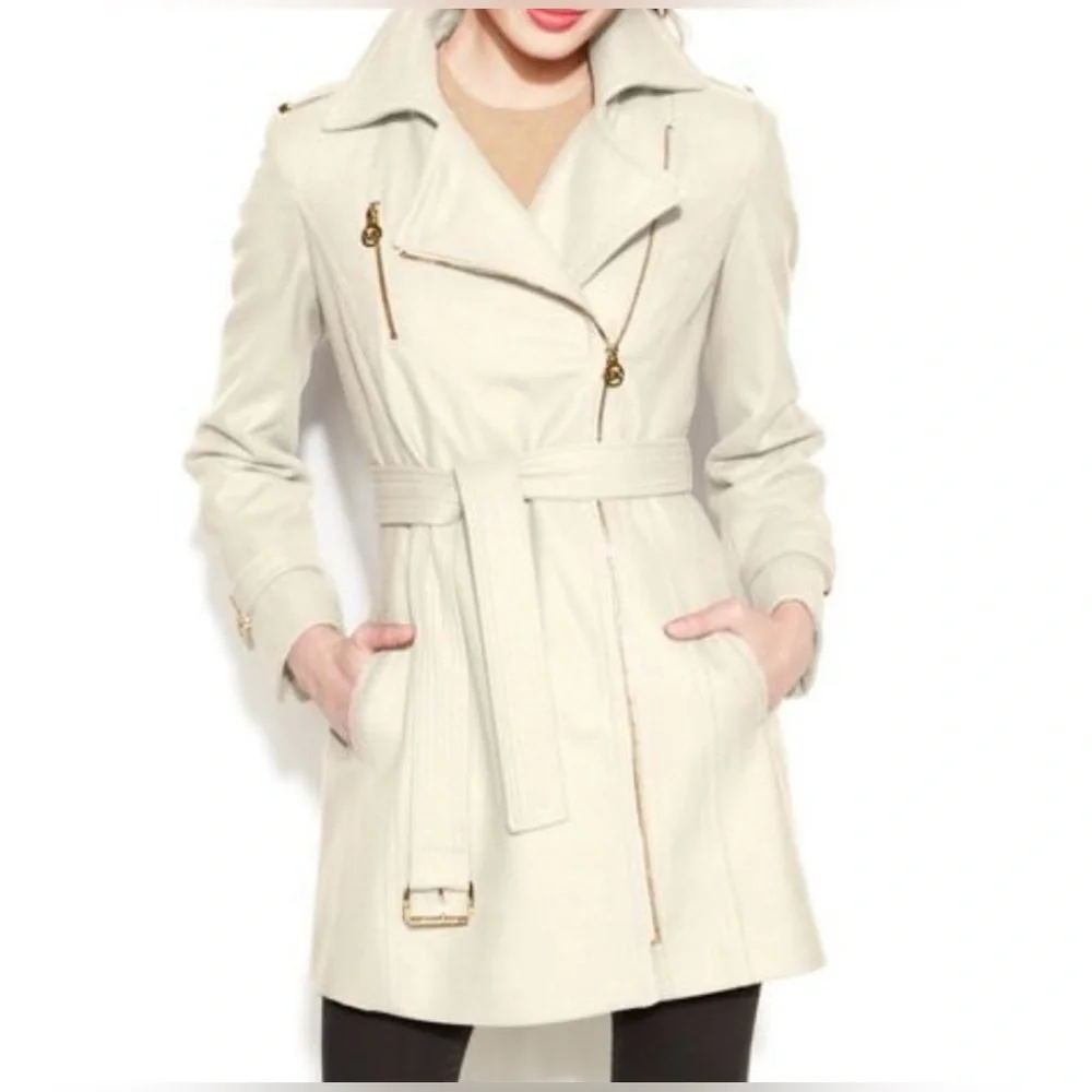 Michael Kors Cream Belted Trench Coat - Picture 1 of 8